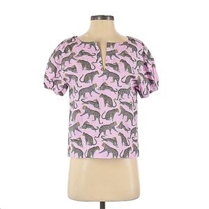 J Crew Short Sleeve Top, Leopard Print